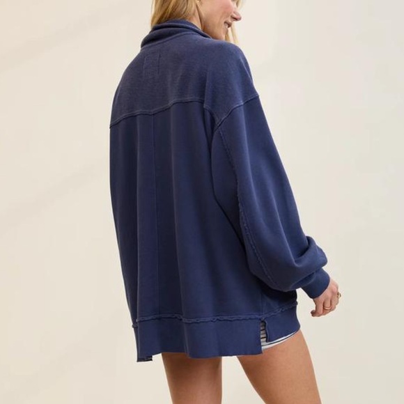 Aerie Starry Skies Open Neck Oversized Sweatshirt Blue Small $65 - Picture 4 of 15
